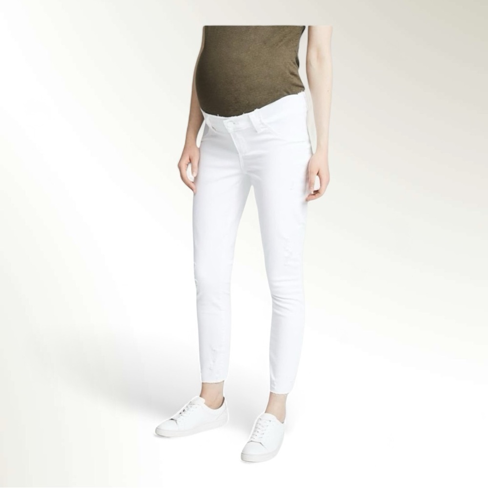 Paige Maternity Verdugo Crop in Whiteout Destructed